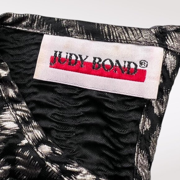 Vintage Judy Bond Long Sleeve Shirt Animal Print Black Gold Metallic Medium - Picture 3 of 10